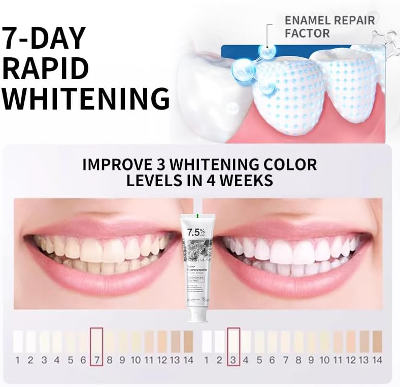 6Pcs Hydroxyapatite Toothpaste 7.5%, Fluoride-Free Advanced Enamel Protection, Tooth Strengthening, Gentle Effective Formula, Toothpaste for Sensitive Teeth, 4.23oz - OutsideCool
