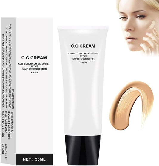 Perbella CC Cream Self Adjusting for Mature Skin,Skin Tone Adjusting CC Cream SPF 50,Cosmetics Cc Cream,Colour Correcting Self Adjusting for Mature Skin (Natural) - OutsideCool
