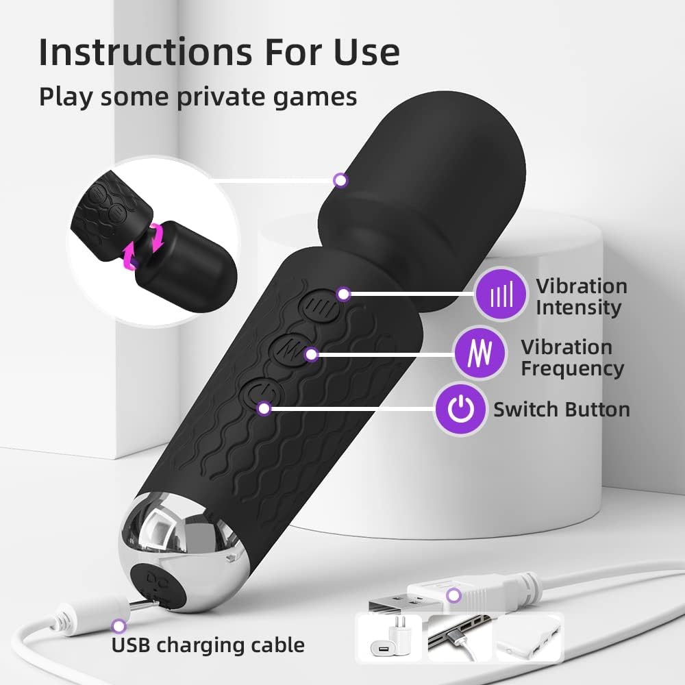 Personal Mini Massager, Handheld Wand Massager - Powerful Vibration Massager - Perfect for Travel Stress Relief, Relieves Back, Legs and Lumbar Muscles (Black) - OutsideCool