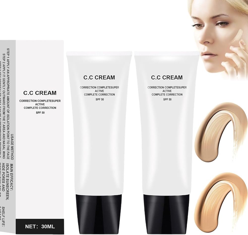 Perbella CC Cream Self Adjusting for Mature Skin,Skin Tone Adjusting CC Cream SPF 50,Cosmetics Cc Cream,Colour Correcting Self Adjusting for Mature Skin (Natural+Lvory) - OutsideCool