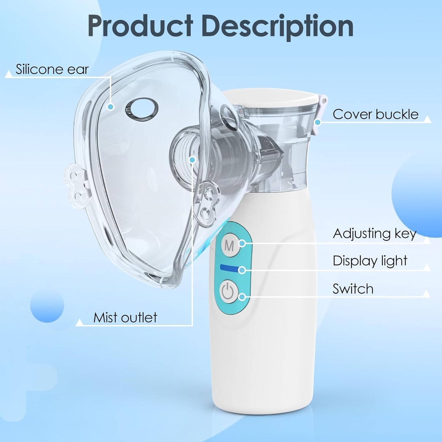 Ultrasonic Nebulizer, Model Ne-520 Portable Nebulizer for Adults and Kids, Nebulizer Machine with Two Modes and Self-Cleaning Function, Breathing Treatment Machine Nebulizer for Travel & Home - OutsideCool