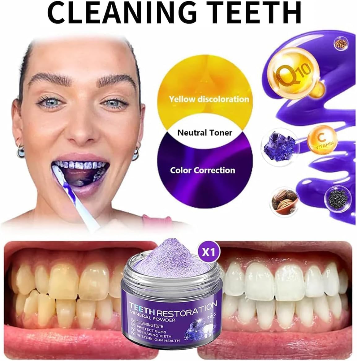 3 PCS Teeth Restoration Mineral Powder, Teeth Whitening, Effective in Strengthening , Dental Restoration Mineral , Natural Teeth Restoration - OutsideCool