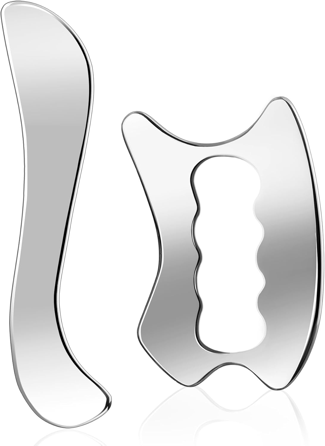 Gua Sha Tool, Stainless Steel Muscle Massage Tool, Scraper Tool for Soft Tissue Physical Therapy Stuff, Used for Back, Legs, Arms, Neck, Shoulder, D - OutsideCool