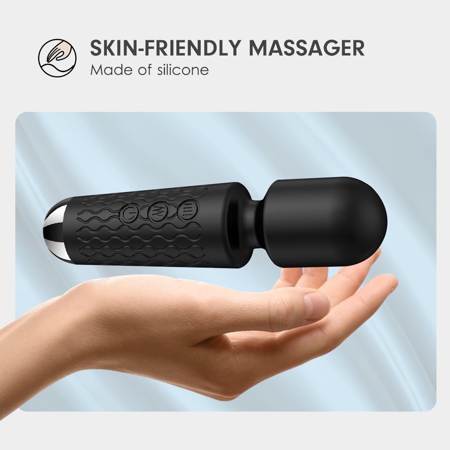 Personal Mini Massager, Handheld Wand Massager - Powerful Vibration Massager - Perfect for Travel Stress Relief, Relieves Back, Legs and Lumbar Muscles (Black) - OutsideCool