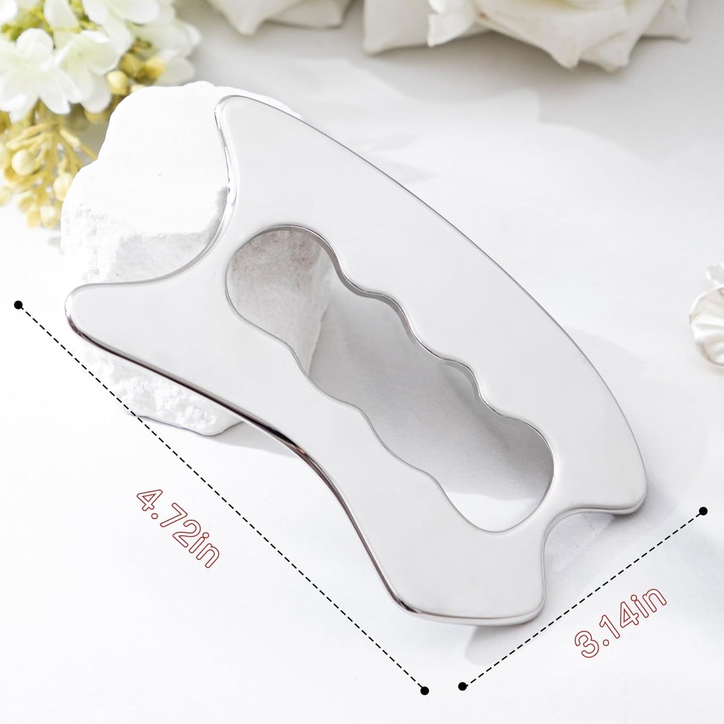 Gua Sha Tool, Stainless Steel Muscle Massage Tool, Scraper Tool for Soft Tissue Physical Therapy Stuff, Used for Back, Legs, Arms, Neck, Shoulder, D - OutsideCool