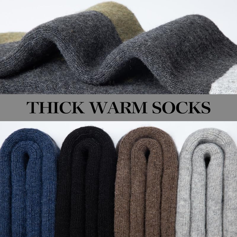 5 Pairs Mens Merino Wool Socks Thick Winter Hiking Socks Thermal Crew Socks - OutsideCool