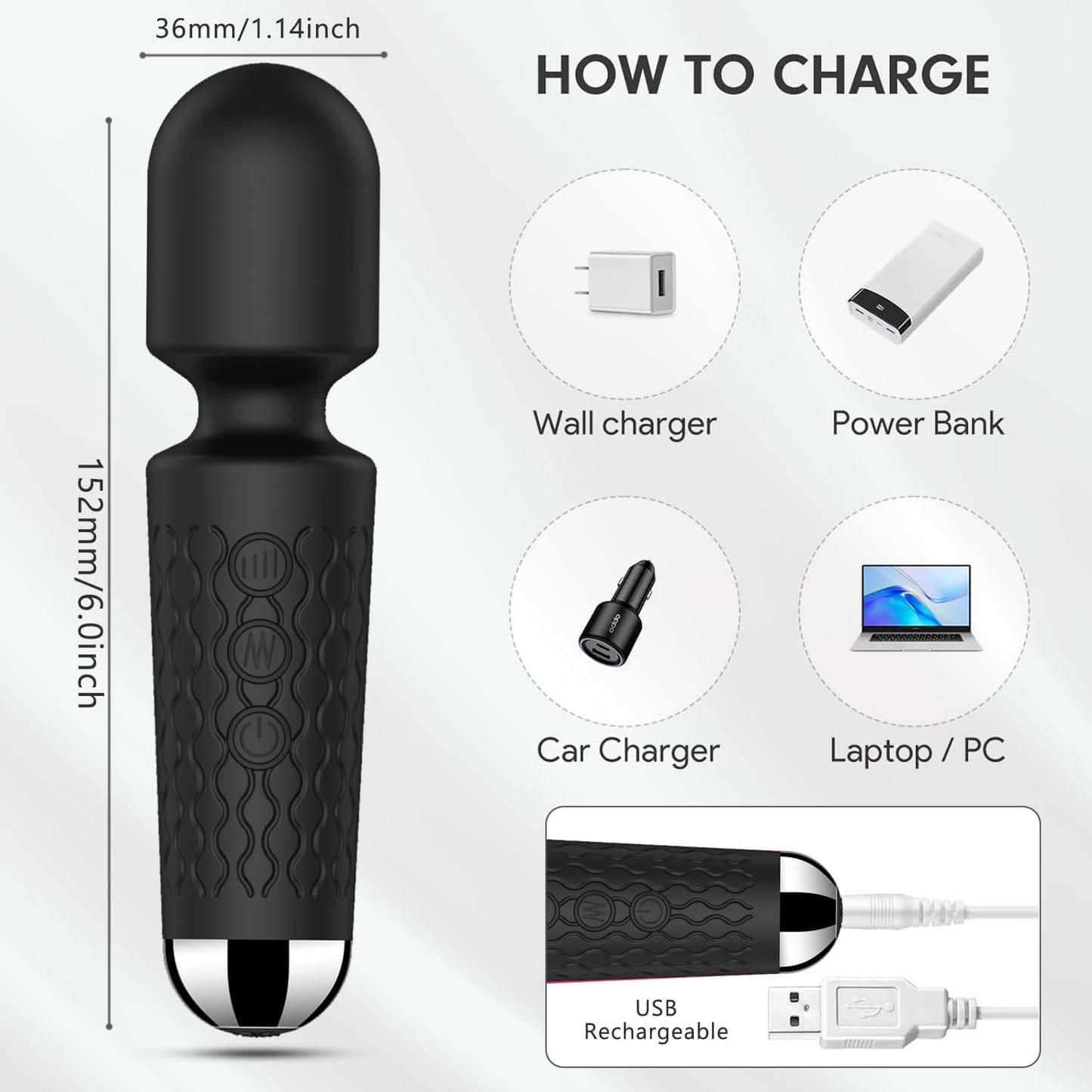 Personal Mini Massager, Handheld Wand Massager - Powerful Vibration Massager - Perfect for Travel Stress Relief, Relieves Back, Legs and Lumbar Muscles (Black) - OutsideCool