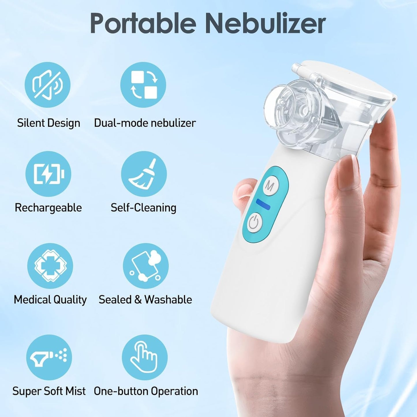 Ultrasonic Nebulizer, Model Ne-520 Portable Nebulizer for Adults and Kids, Nebulizer Machine with Two Modes and Self-Cleaning Function, Breathing Treatment Machine Nebulizer for Travel & Home - OutsideCool