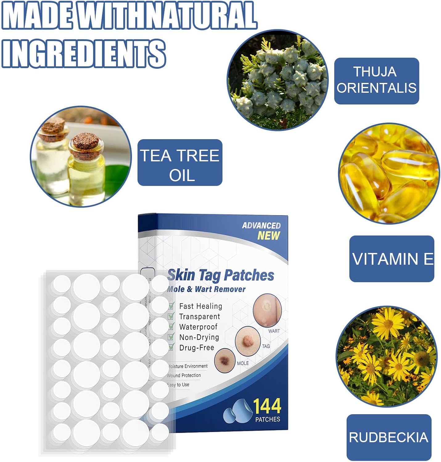 144 PCS Skin Tag Patches/New & Improved Formula Skin Tag Patche/Suitable for All Body - OutsideCool