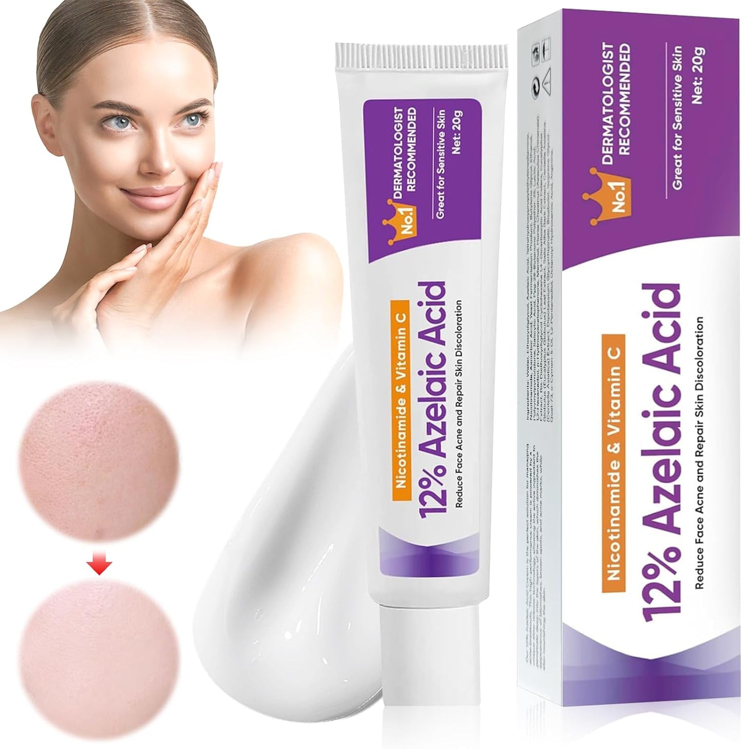 Azelaic Acid Serum, Azelaic Acid 12% Face Serum, Azelaic Acid Face Serum, Against Redness, Azelaic Acid Face Serum for Sensitive Skin - OutsideCool