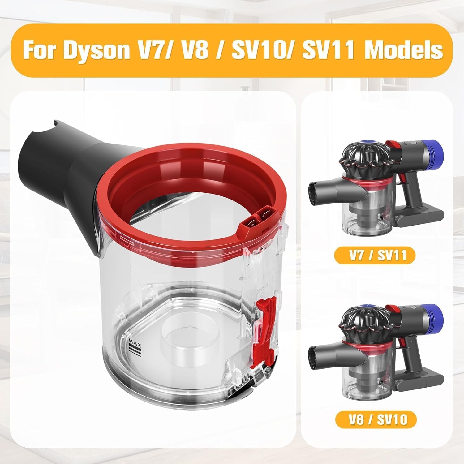 Replacement Dust Bin for Dyson V7 V8 SV10 SV11 Parts Vacuum Canister Replacement for Dyson V8 Attachments Dust Bucket Container Trash Can Dirt Cup Dustbin Part No.967699-01 - OutsideCool