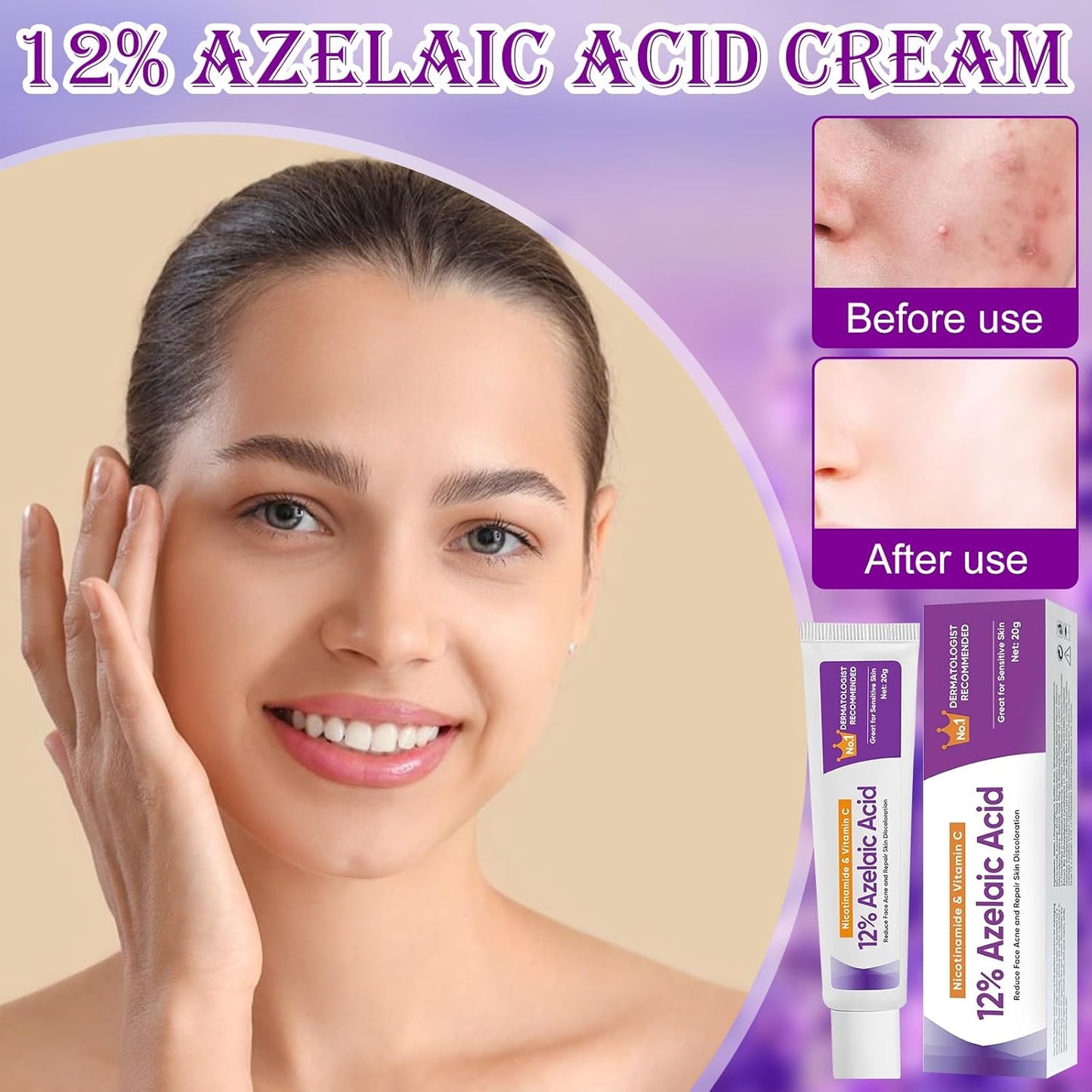 Azelaic Acid Serum, Azelaic Acid 12% Face Serum, Azelaic Acid Face Serum, Against Redness, Azelaic Acid Face Serum for Sensitive Skin - OutsideCool