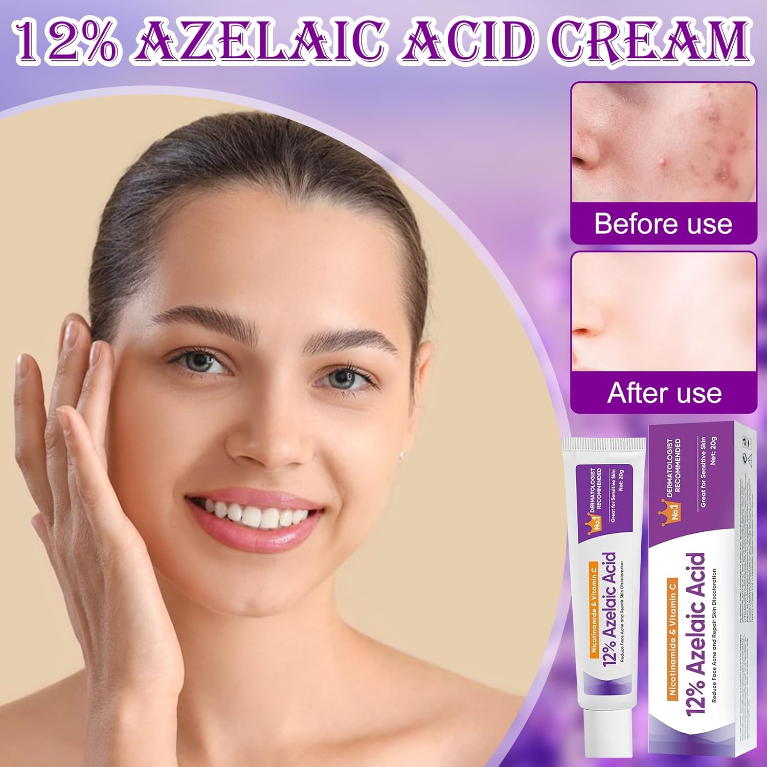 Azelaic Acid Serum, Azelaic Acid 12% Face Serum, Azelaic Acid Face Serum, Against Redness, Azelaic Acid Face Serum for Sensitive Skin - OutsideCool
