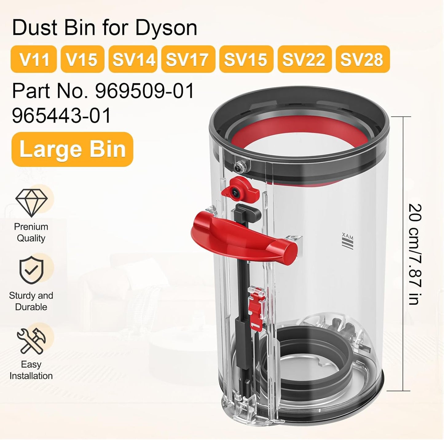 Dust Bin Replacement for Dyson V11 V15 SV14 SV15 SV22 Vacuum Cleaner Canister Bin Bucket Container Replacement Parts for Dyson V11 Large Bin Part No. 970050-01 and 965443-01 - OutsideCool