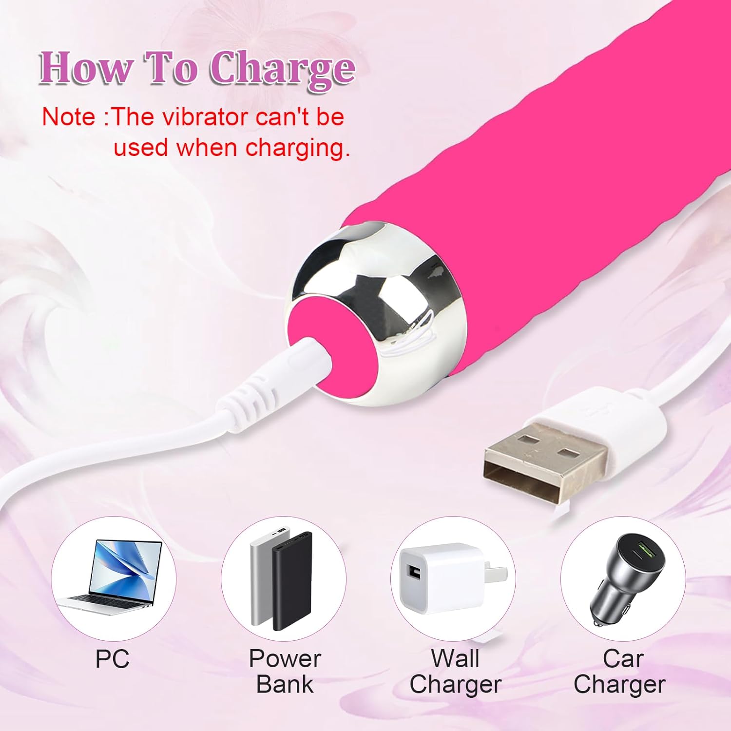 Taddien Feminine Vibration Wand Rechargeable 8 Speed Low Noise Muscle Relaxer 20 Frequency Waterproof Handheld Vibrating for Neck (Pink) - OutsideCool