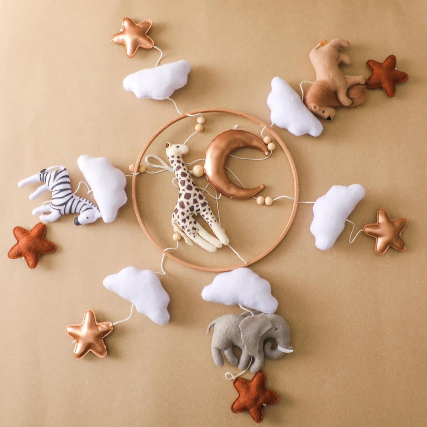Baby Crib Mobile Bear Nursery Mobile for Boys Girls Teddy Velvet Mobile Nursery Decor for Infant Bedroom Hanging Infant Bed Bell for Bassinet Newborn Baby Gift(Animal Kingdom) - OutsideCool