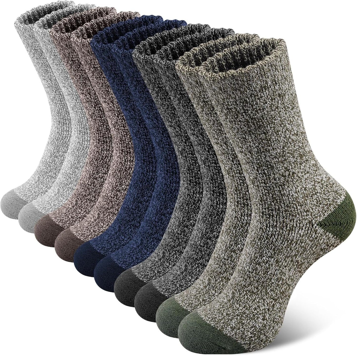 5 Pairs Mens Merino Wool Socks Thick Winter Hiking Socks Thermal Crew Socks - OutsideCool