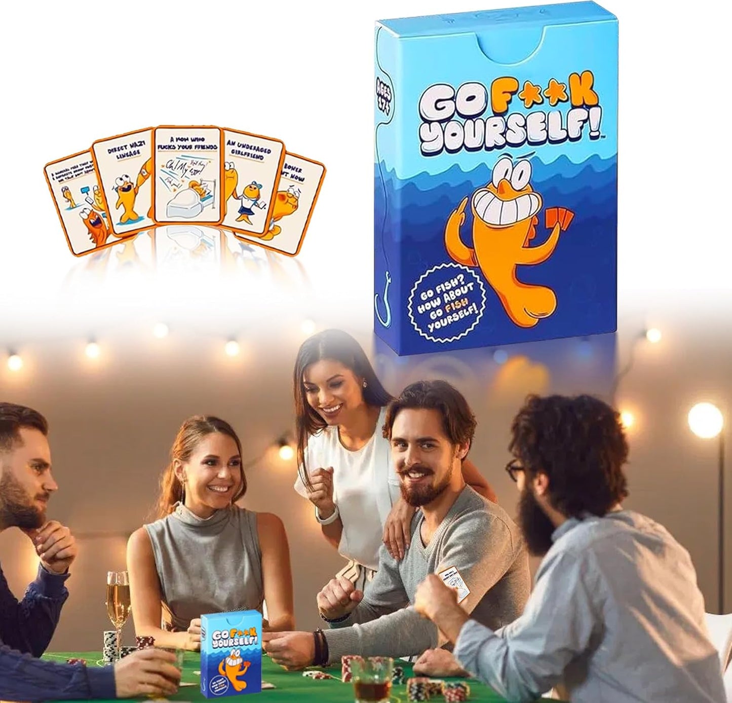 Kicttule Go Fuck Yourself Card Game for Adults - 48 Swear Word Playing Cards, Stress Relief Party Game for Game Nights with Friends (1 Pcs) - OutsideCool