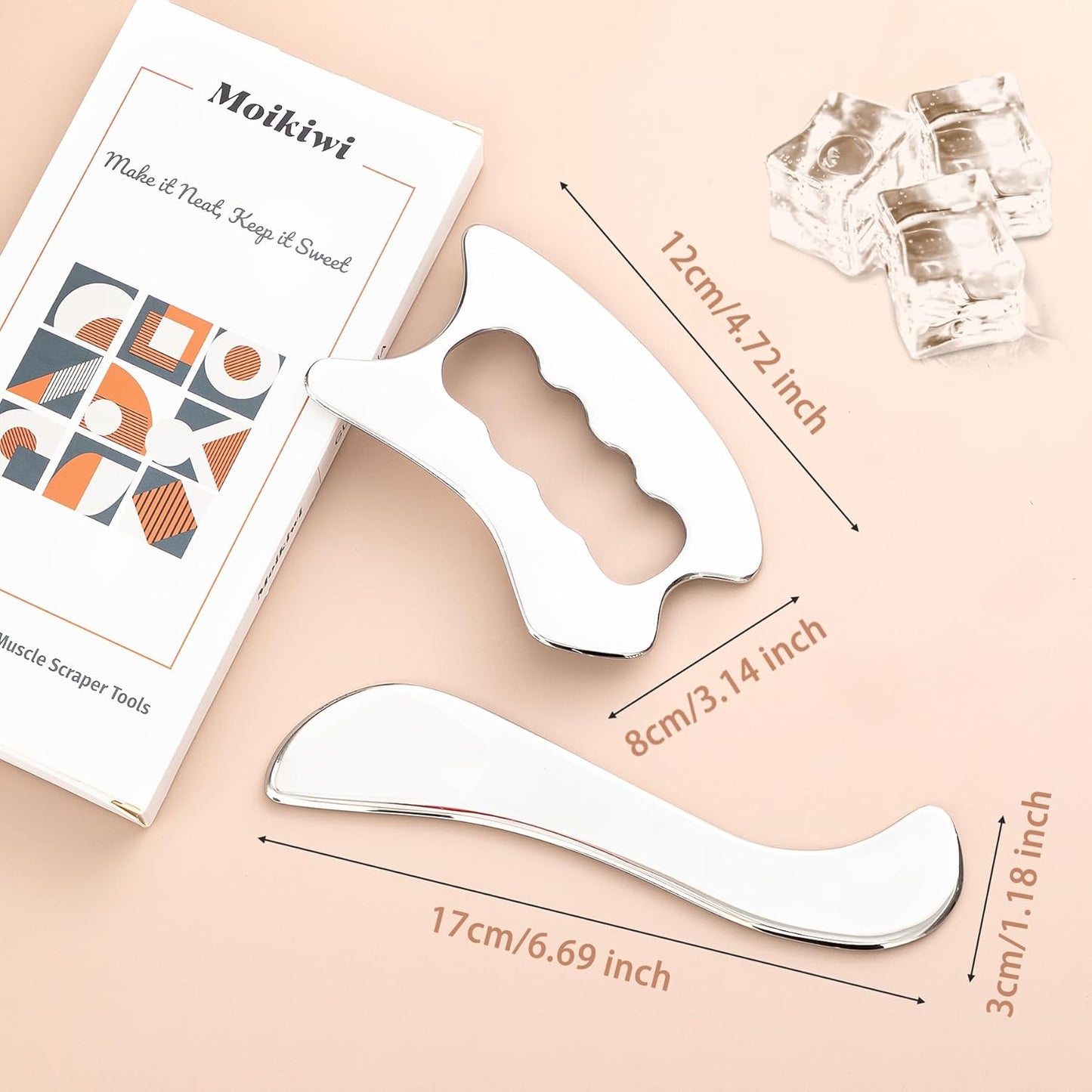 Gua Sha Tool, Stainless Steel Muscle Massage Tool, Scraper Tool for Soft Tissue Physical Therapy Stuff, Used for Back, Legs, Arms, Neck, Shoulder, LD