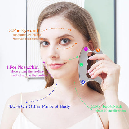 Gua Sha Tool, Stainless Steel Muscle Massage Tool, Scraper Tool for Soft Tissue Physical Therapy Stuff, Used for Back, Legs, Arms, Neck, Shoulder, LD
