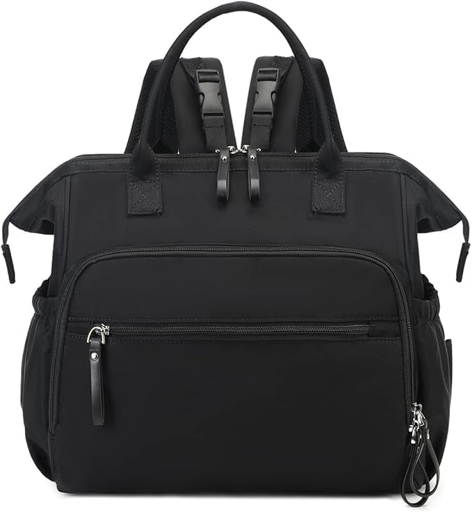 Convertible Diaper Bag Tote, Water-Resistant Diaper Backpack with Anti-theft Pockets and Stroller Clips, Blacksilver, Large, Diaper Bag - OutsideCool