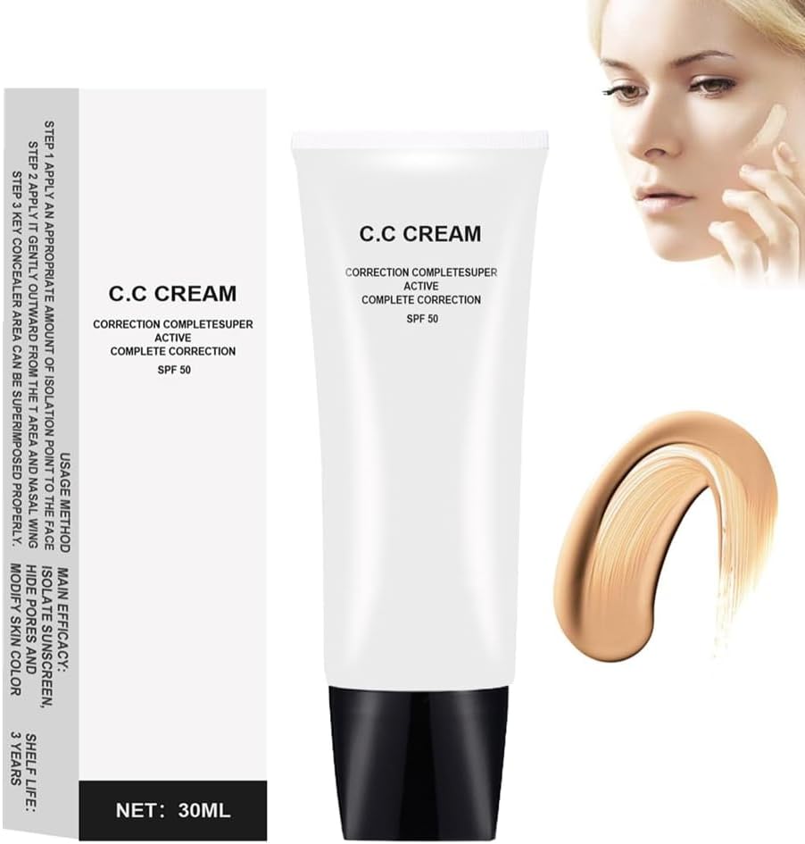 Perbella CC Cream Self Adjusting for Mature Skin,Skin Tone Adjusting CC Cream SPF 50,Cosmetics Cc Cream,Colour Correcting Self Adjusting for Mature Skin (Natural) - OutsideCool