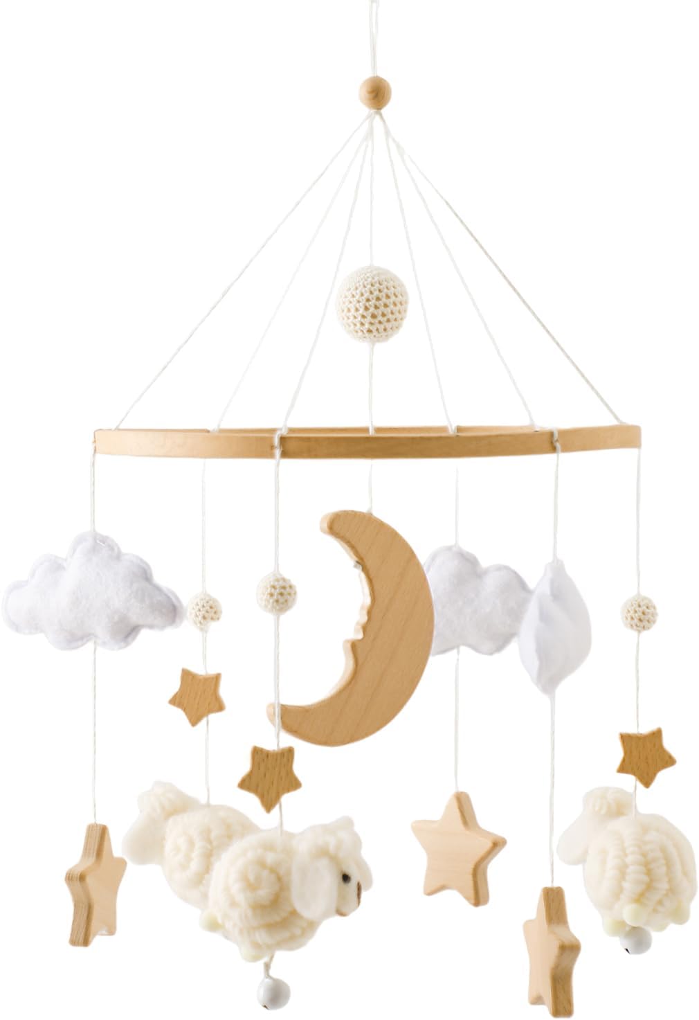 Baby Crib Mobile Bear Nursery Mobile for Boys Girls Teddy Velvet Mobile Nursery Decor for Infant Bedroom Hanging Infant Bed Bell for Bassinet Newborn Baby Gift(Animal Kingdom) - OutsideCool