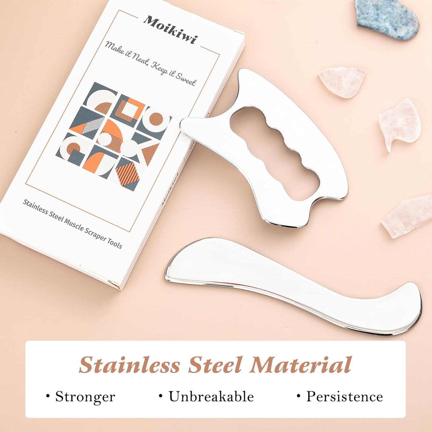 Gua Sha Tool, Stainless Steel Muscle Massage Tool, Scraper Tool for Soft Tissue Physical Therapy Stuff, Used for Back, Legs, Arms, Neck, Shoulder, LD