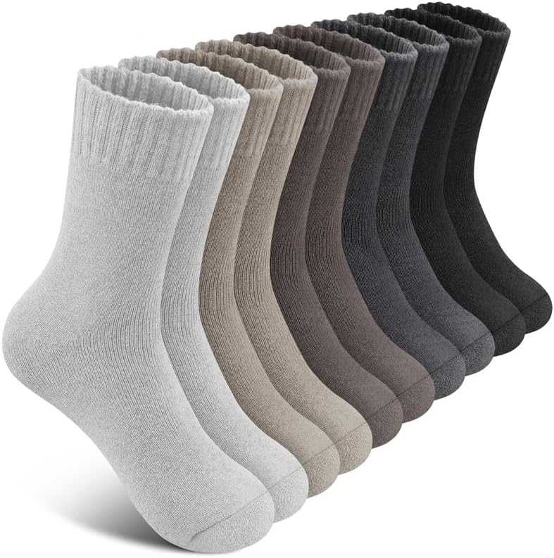 5 Pairs Mens Merino Wool Socks Thick Winter Hiking Socks Thermal Crew Socks - OutsideCool