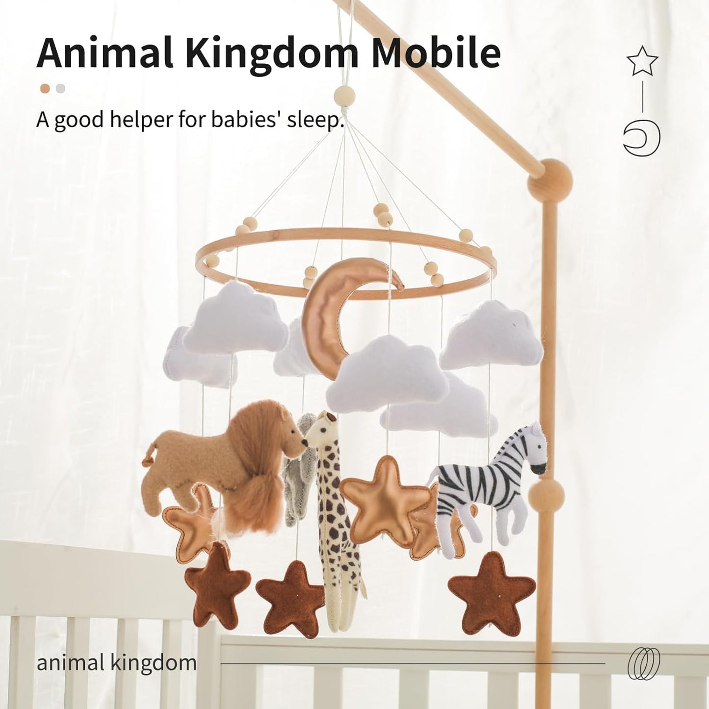 Baby Crib Mobile Bear Nursery Mobile for Boys Girls Teddy Velvet Mobile Nursery Decor for Infant Bedroom Hanging Infant Bed Bell for Bassinet Newborn Baby Gift(Animal Kingdom) - OutsideCool