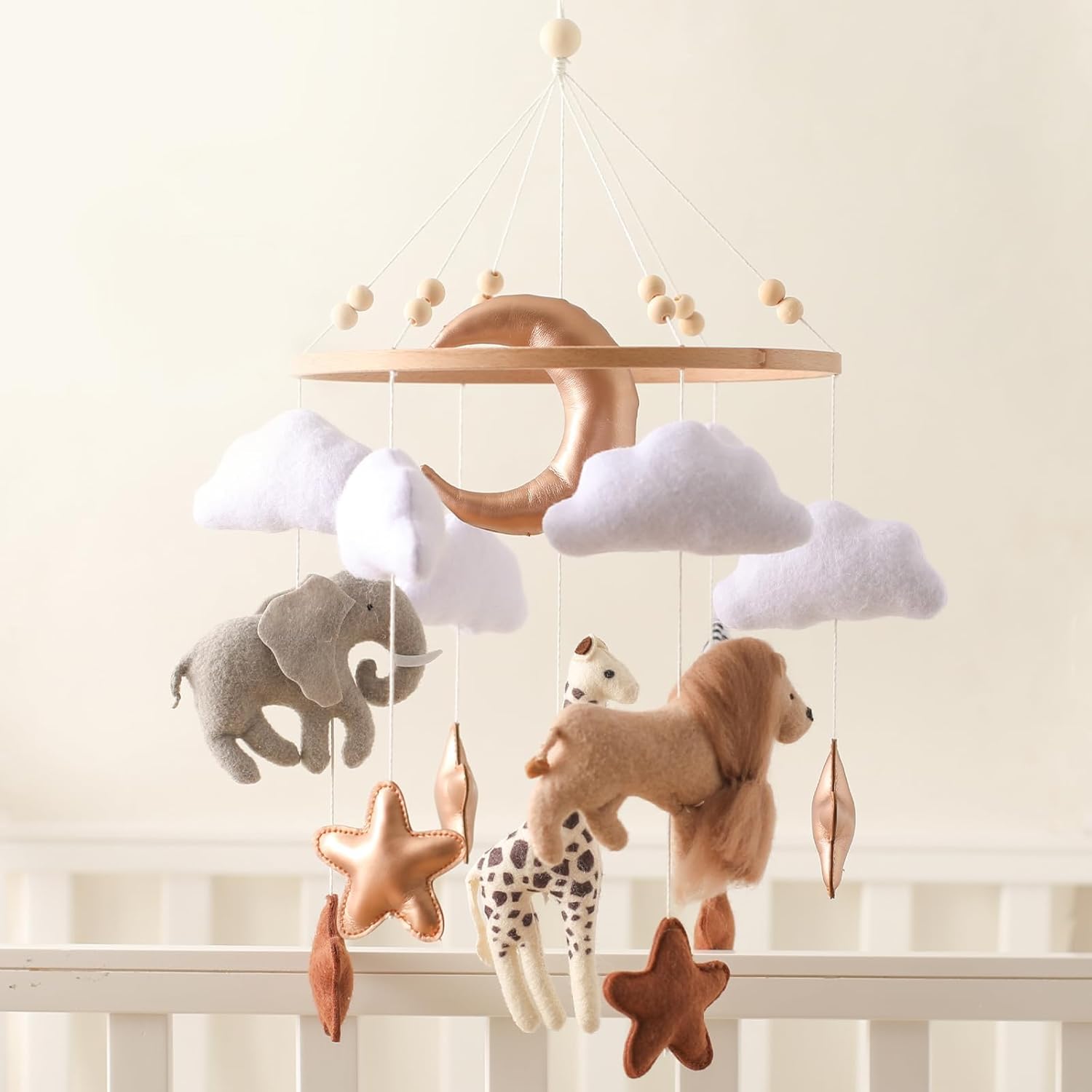 Baby Crib Mobile Bear Nursery Mobile for Boys Girls Teddy Velvet Mobile Nursery Decor for Infant Bedroom Hanging Infant Bed Bell for Bassinet Newborn Baby Gift(Animal Kingdom) - OutsideCool