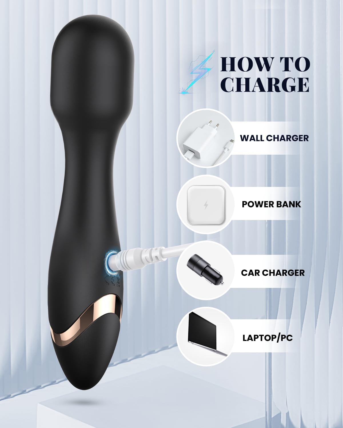 Mini Travel Massager, Multifunctional Powerful Waterproof Muscle Home Massage Tool, Black