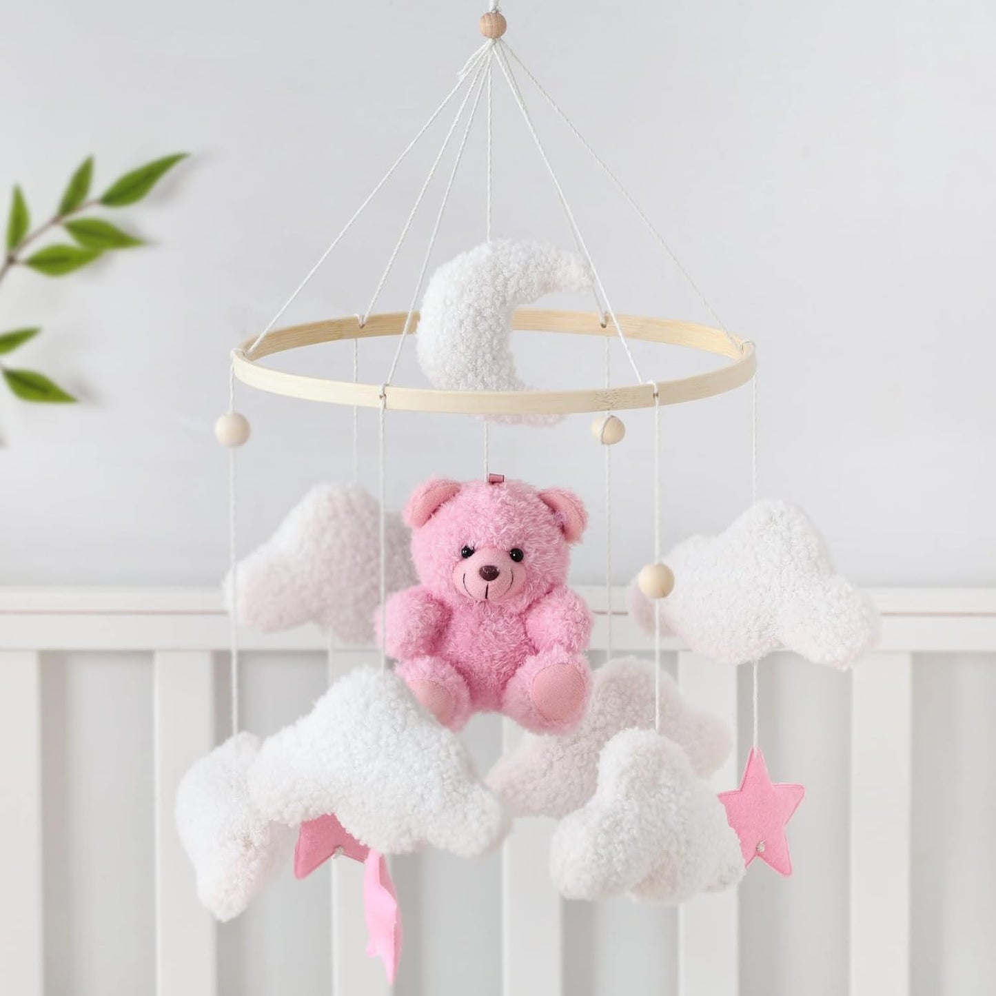 Baby Crib Mobile Bear Nursery Mobile for Boys Girls Teddy Velvet Mobile Nursery Decor for Infant Bedroom Hanging Infant Bed Bell for Bassinet Newborn Baby Gift(Animal Kingdom) - OutsideCool