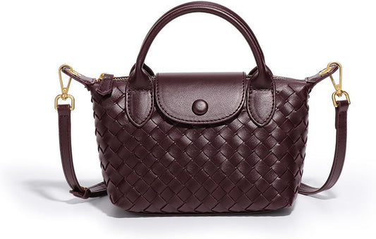 Mini Small Size Braided Luxury Leather Women's top Handle Handbag Fashion Travel Daily Satchel - OutsideCool