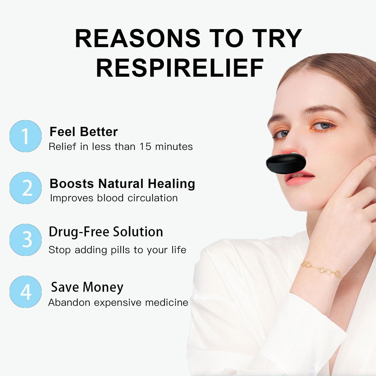 RespiRelief Red Light Nasal Therapy Device, Respi-Relief Red Light Nasal Therapy Instrument, Red Light Nasal Therapy for Nose, Nasal Soothing Device - OutsideCool