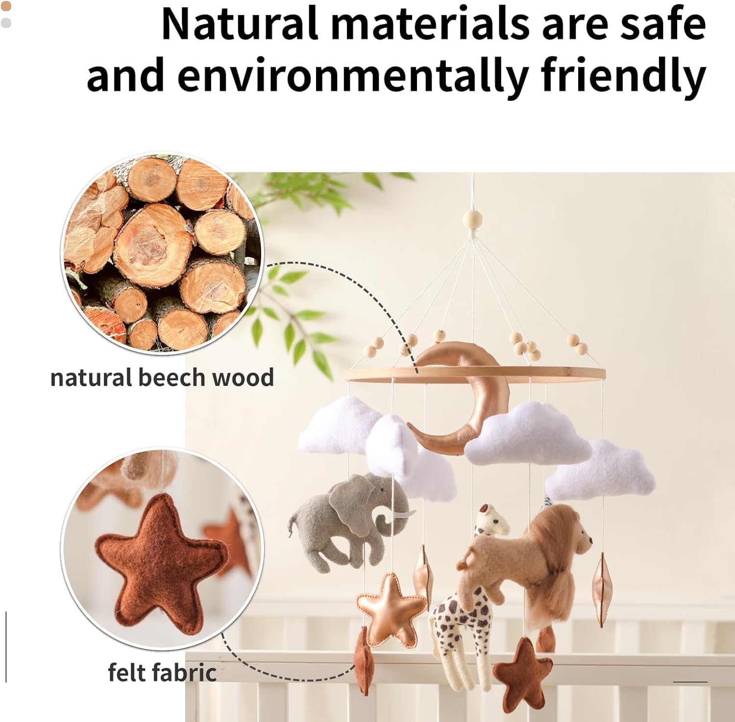 Baby Crib Mobile Bear Nursery Mobile for Boys Girls Teddy Velvet Mobile Nursery Decor for Infant Bedroom Hanging Infant Bed Bell for Bassinet Newborn Baby Gift(Animal Kingdom) - OutsideCool