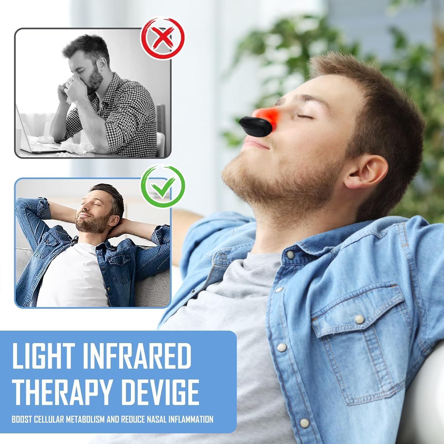 Red Light Nasal Therapy Device, Red Light Lamp Therapy Nasal Calming Device, Red Light Therapy, Nose Infrared, Rhinitis Therapy Device, Nose Rhinitis Therapy Device - OutsideCool
