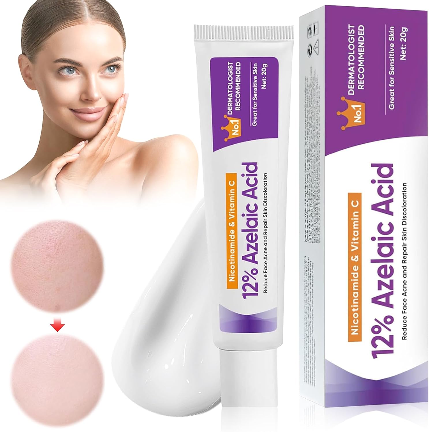 Azelaic Acid Serum, Azelaic Acid 12% Face Serum, Azelaic Acid Face Serum, Against Redness, Azelaic Acid Face Serum for Sensitive Skin - OutsideCool