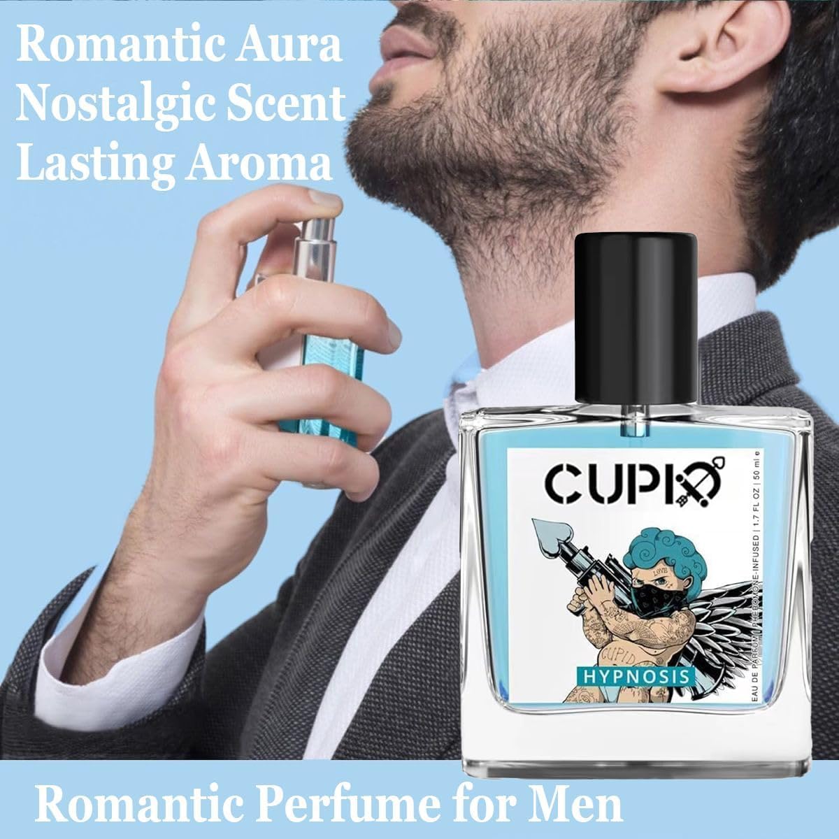 Cupid Charm Parfum with Pheromone for Men - Premium Cupid Perfume for Men 50ml(1.7oz), Fresh wood spray for long-lasting fragrance - suitable for couples dating, Christmas, parties, festivals