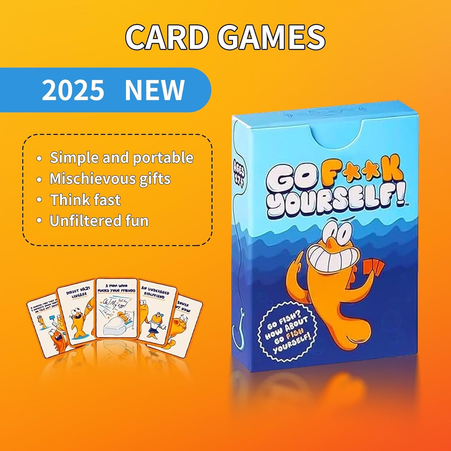 Kicttule Go Fuck Yourself Card Game for Adults - 48 Swear Word Playing Cards, Stress Relief Party Game for Game Nights with Friends (1 Pcs) - OutsideCool