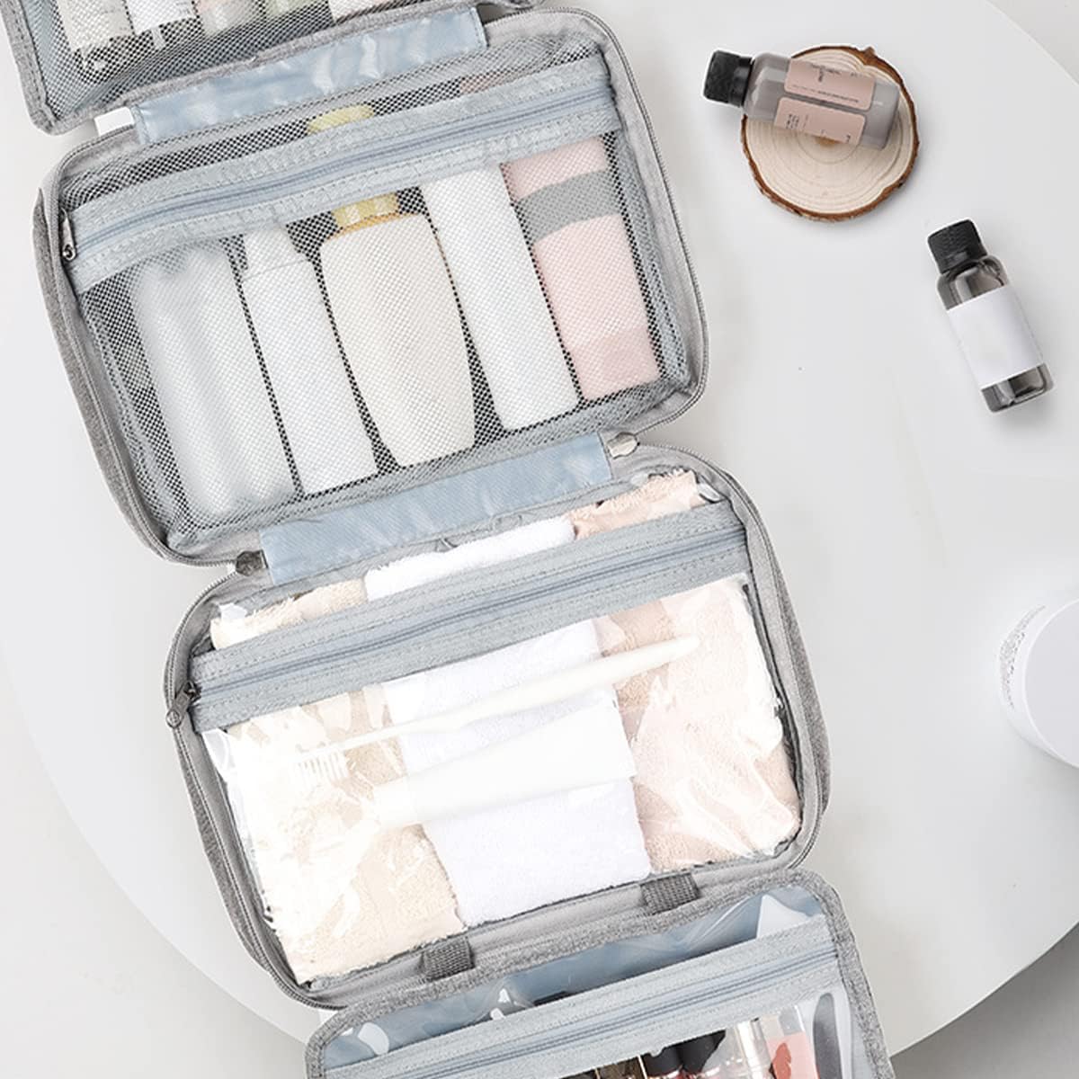 Hanging Toiletry Bag, Waterproof Travel Makeup Bag Portable Wash Bag for Makeup Large Capacity Makeup Traveling Organizer Multifunctional Travel Organizer for Women Travel Camping Outdoor - OutsideCool