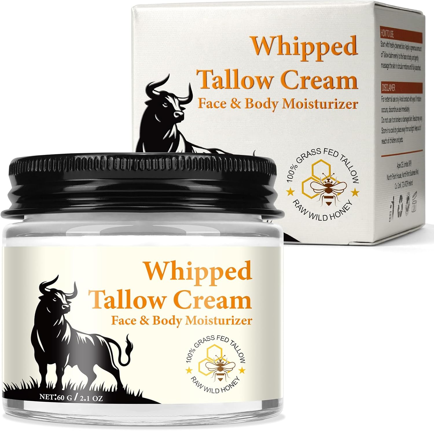 Beef Tallow and Honey Balm for Skin, All-Natural Moisturizer, Hydrating Tallow Balm with Raw Honey and Beeswax, Grass-Fed Beef Tallow & Raw Wild Honey Blend (Yellow, 60g) - OutsideCool