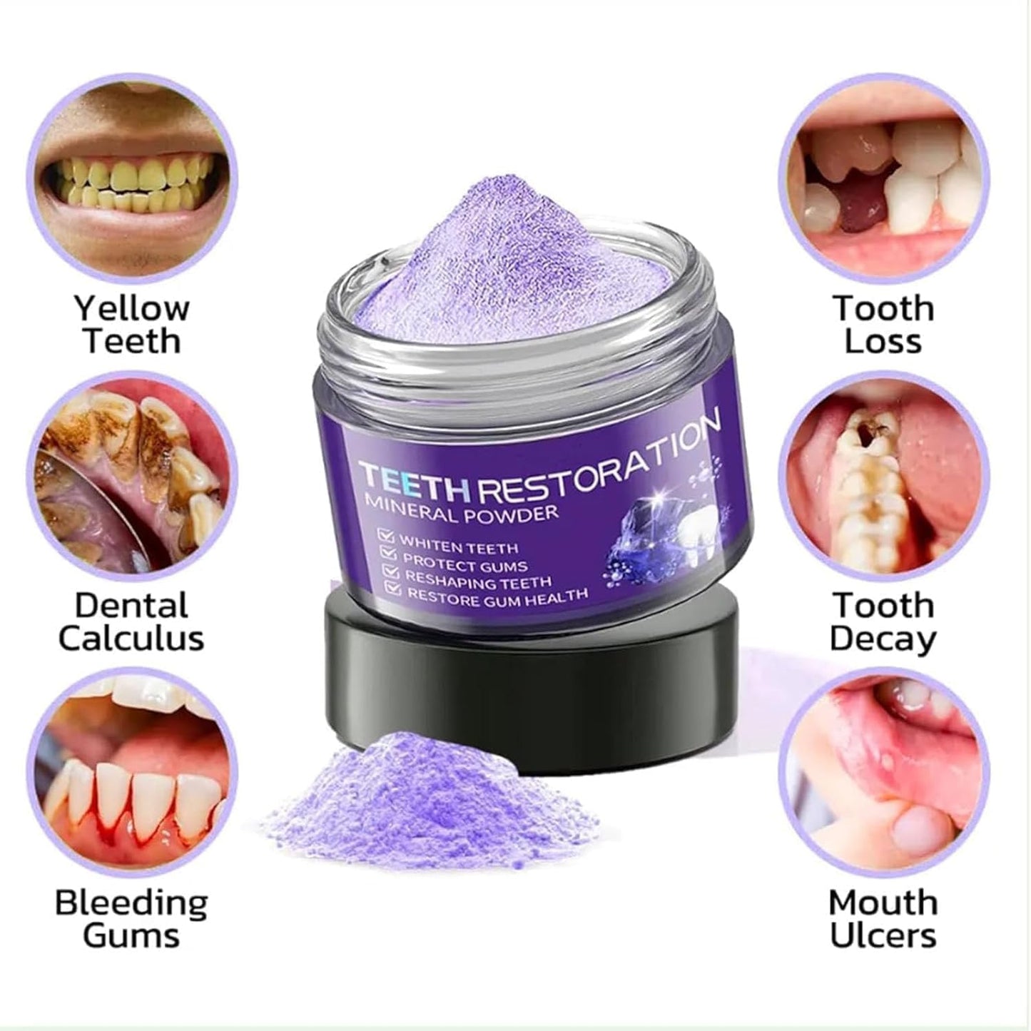3 PCS Teeth Restoration Mineral Powder, Teeth Whitening, Effective in Strengthening , Dental Restoration Mineral , Natural Teeth Restoration - OutsideCool