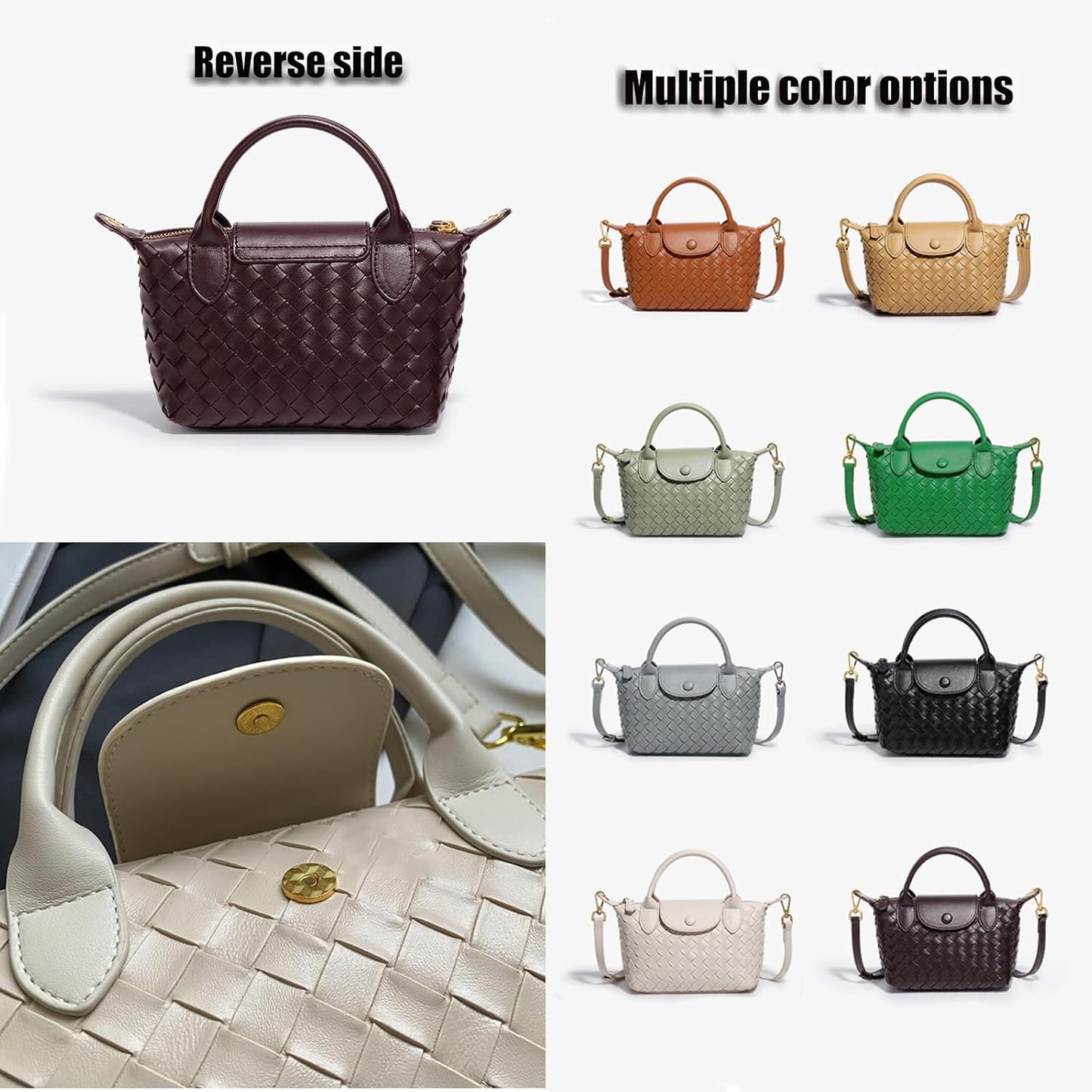 Mini Small Size Braided Luxury Leather Women's top Handle Handbag Fashion Travel Daily Satchel - OutsideCool