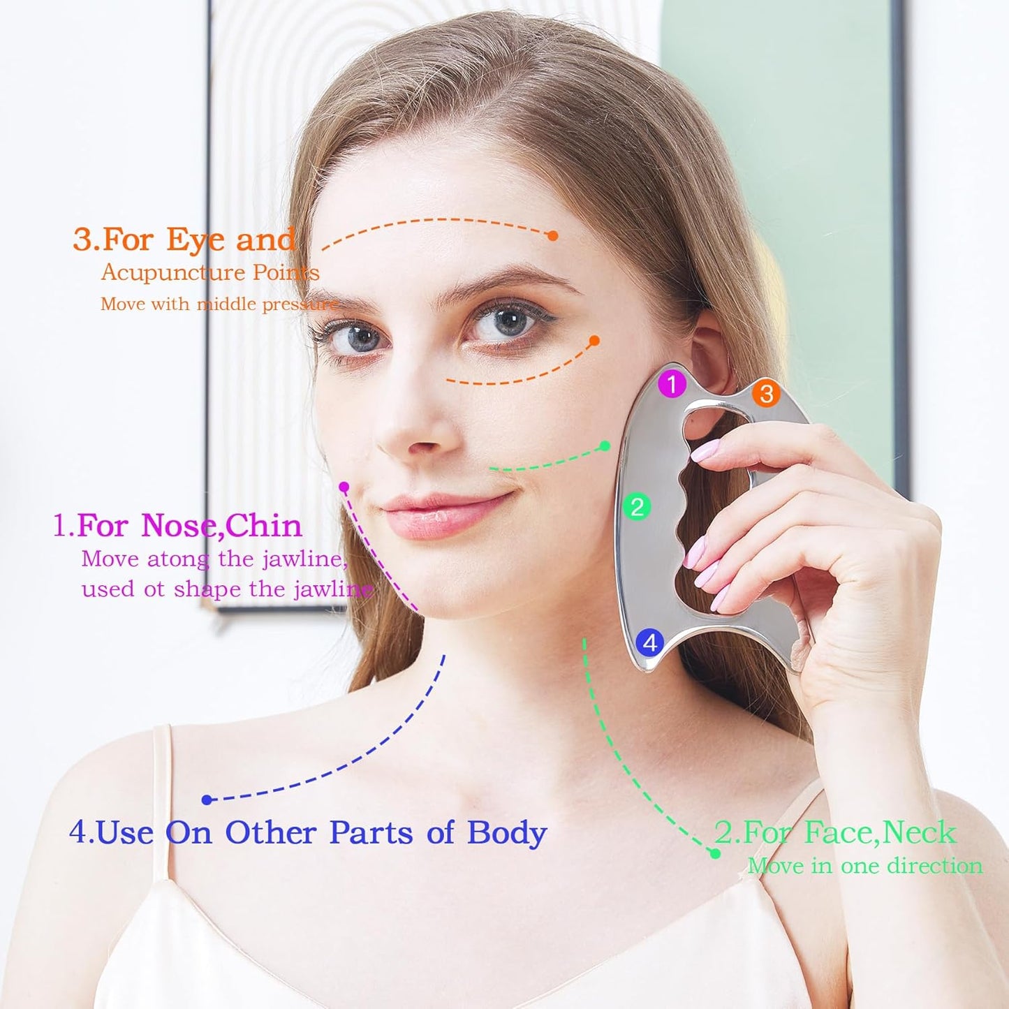 Gua Sha Tool, Stainless Steel Muscle Massage Tool, Scraper Tool for Soft Tissue Physical Therapy Stuff, Used for Back, Legs, Arms, Neck, Shoulder, D - OutsideCool