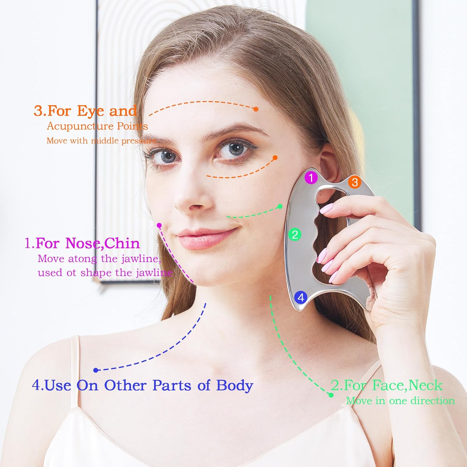 Gua Sha Tool, Stainless Steel Muscle Massage Tool, Scraper Tool for Soft Tissue Physical Therapy Stuff, Used for Back, Legs, Arms, Neck, Shoulder, D - OutsideCool