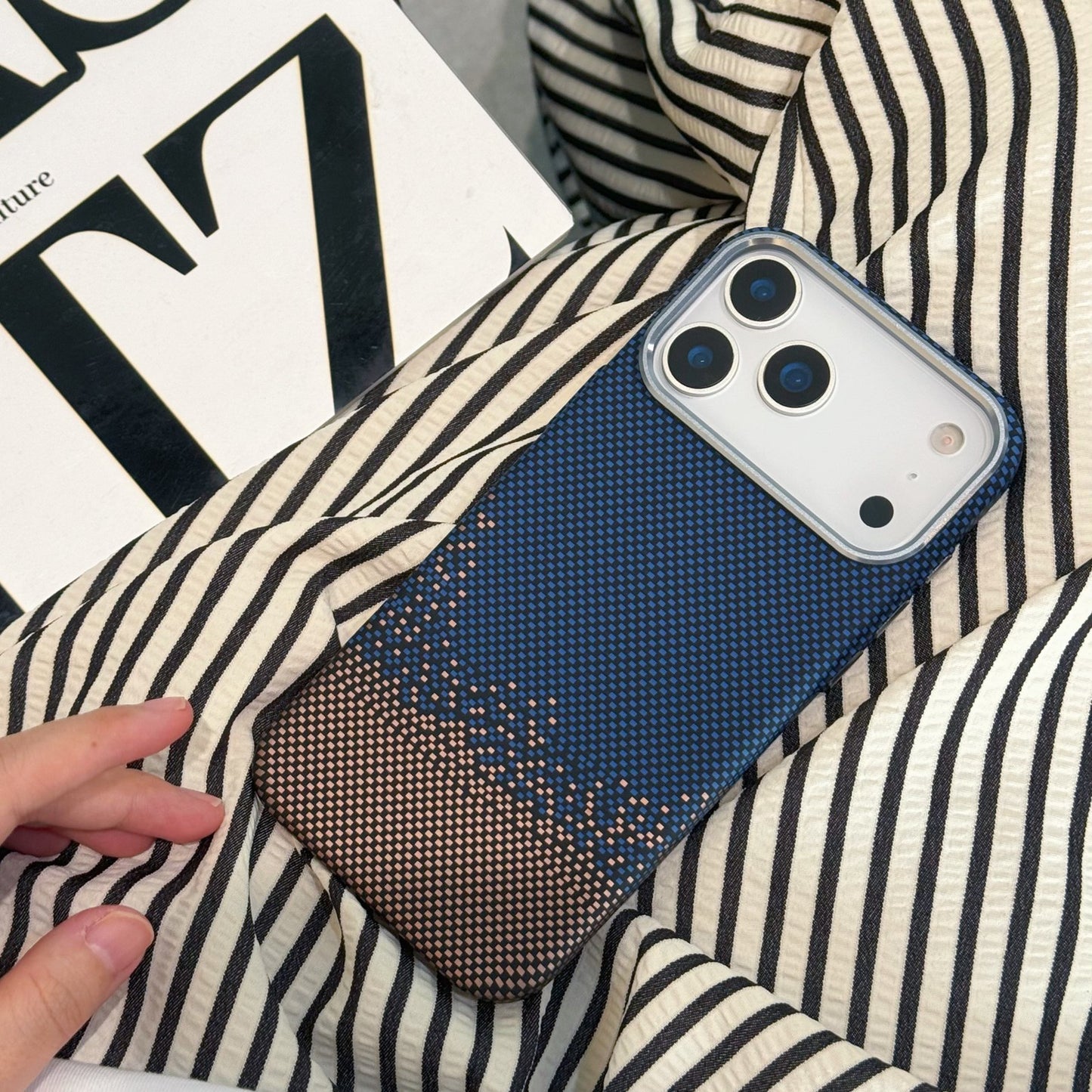 Carbon Fibre With Magnetic Case For iPhone 13 14 15 16 17 Pro Max+Tempered Glass - OutsideCool